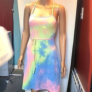 Sexy String Back Colorful Tye-Dye dress